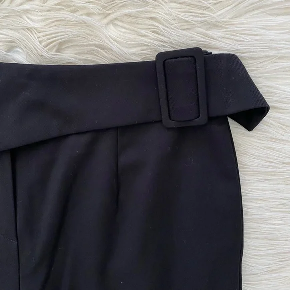 Marcella Black Straight Wide Leg Asymmetrical Waist Panel Jordan Pants Trousers - Picture 6 of 14